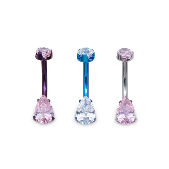 Tilum Male Sex Toys Tilum 14g Teardrop Jeweled Titanium Belly Button Ring