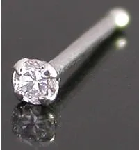 Tilum Vibrators Tilum 18g 14kt WHITE GOLD 20mm CZ Nose BONE