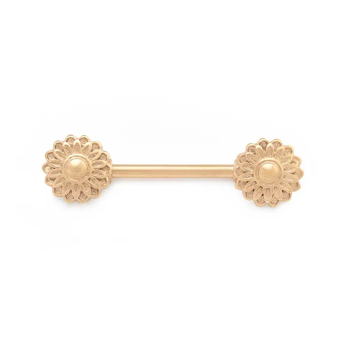 Vibrators Painful Pleasures 14g 12 Chrysanthemum PVD Gold Nipple Barbell Price Per 1 Vibrators Painful Pleasures 14g 12 Chrysanthemum PVD Gold Nipple Barbell Price Per 1