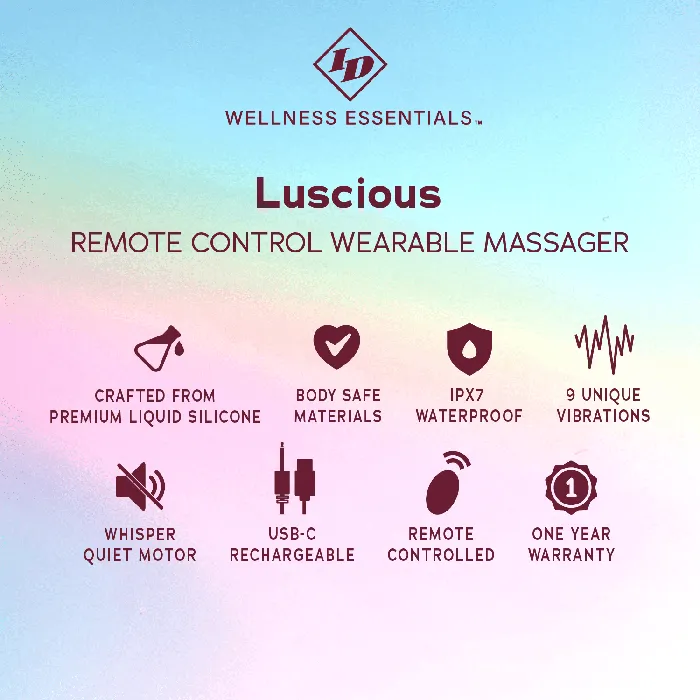 Westridge Laboratories Inc Vibrators ID Wellness Essentials Luscious Remote Control Wearable Massager Blue