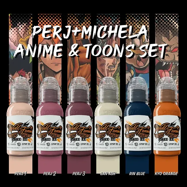 World Famous Anal PerjMichela Anime Toons 6 Bottle Tattoo Ink Set World Famous Tattoo Ink 1oz