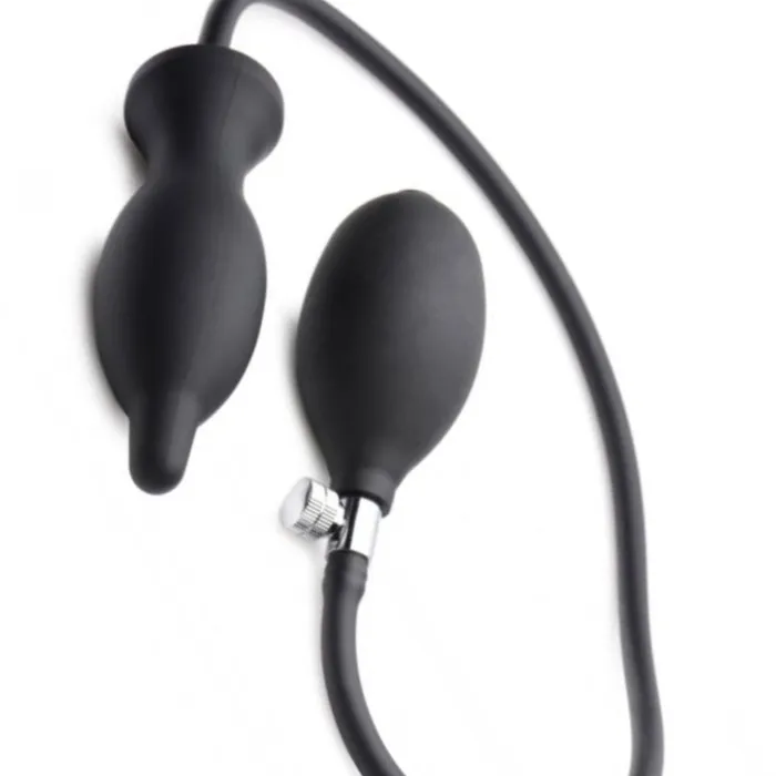 XR Brands Anal Dark Inflator Black Silicone Inflatable Butt Plug