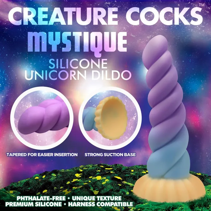 XR Brands Anal Mystique Thick 8 Inch Silicone Unicorn Dildo