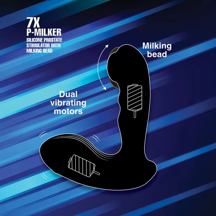 XR Brands Male Sex Toys Alpha Pro PMILKER Silicone Prostate Stimulator with Milking Bead